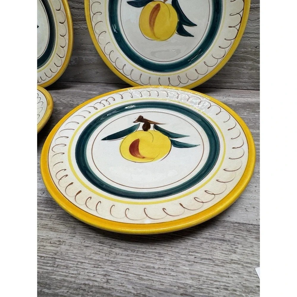 4 VTG 1960s Stangl Pottery FRUIT PEACH Redware Dessert or Bread & Butter Plates